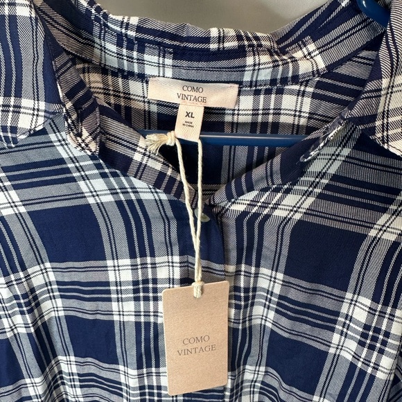Comi vintage women’s xl blue plaid button up nwt - Picture 2 of 4